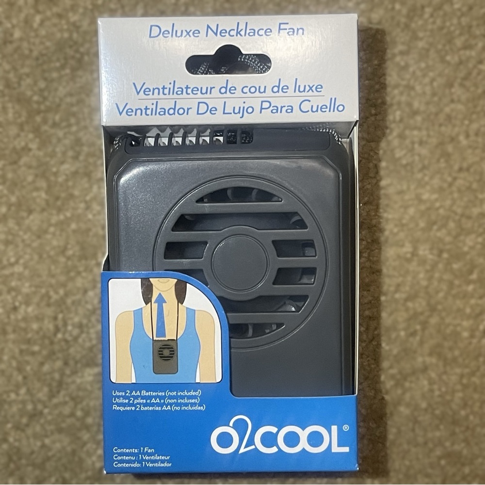 O2COOL Deluxe Necklace Fan in Grey